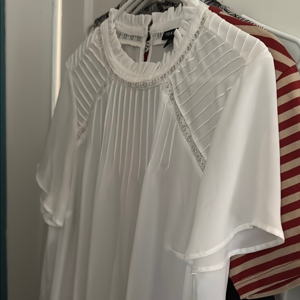 Torrid White Pleated Blouse
